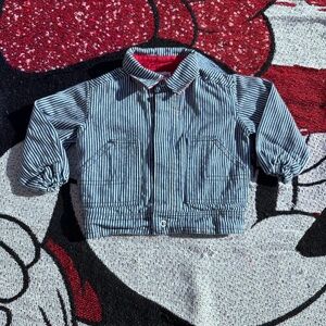 VINTAGE PARK BENCH KIDS BLUE WHITE STRIPED CONDUCTOR JACKET SIZE 18 MONTHS